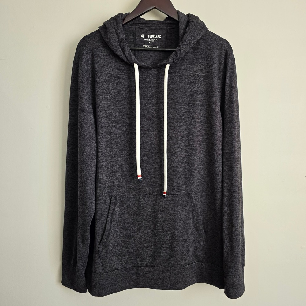 Fourlaps RE-UP Hoodie Mens XL Charcoal Gray Heathered‎ Performance Athleisure